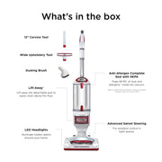 Shark Rotator Lift-Away Upright Vacuum with HEPA Filter, White/Red, NV501 | Lift-Away Pod, 0.9-Qt Dust Cup, Swivel Steering, LED Headlights, Wide Upholstery Tool, Dusting Brush and Crevice Tool