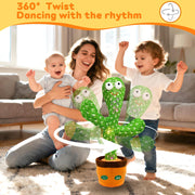 Hunfur Interactive Dancing Talking Cactus Toy, Repeat What You Say | Singing Recording with LED Lights, Sensory Development & Motor Skill Building, Birthday Gift for Boy Girl