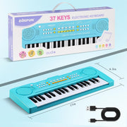 Keyboard Piano for Kids, BIGFUN 37 Keys Toddler Piano Instrument Toy, Blue | Kids Electronic Multifunction Music Educational Keyboard Toy for 3-7 Year Old Girls and Boys