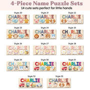 Personalized Name Puzzle for Toddlers 1-3 | Custom Wooden Baby Girl Gift with 48 Animal Art Sets | 1st Birthday Gift for Girls | Personalized Baby Boy & Girl Gifts Keepsake