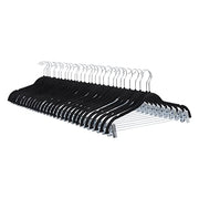 Amazon Basics Velvet Non-Slip Skirt Clothes Hangers with Clips, 360 Degree Rotatable Hook, Organize Pants and Skirts, Black/Silver, 24-Pack
