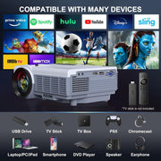 FUDONI Projector with 5G WiFi & Bluetooth, Native 1080P 18000L Portable | Compact Outdoor Movie Projector, Home Theater, Built-in Speaker, HDMI USB AV, Works with Firestick, Laptop, iOS, Android, PS5