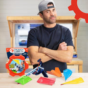 CrunchLabs by Mark Rober, Turbo Trick Paper Airplane, Fold, Launch, Fly | Launcher kit with 5 flight designs, 3 power bands, and QR how-to videos for experimenting with airplanes