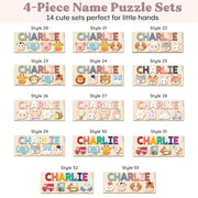Personalized Name Puzzle for Toddlers 1-3 | Custom Wooden Baby Girl Gift with 48 Animal Art Sets | 1st Birthday Gift for Girls | Personalized Baby Boy & Girl Gifts Keepsake