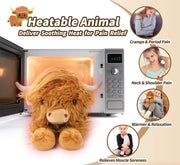 Highland Cow Stuffed Animals, Microwavable Stuffed Animals Heating Pad for Cramps, Pain Stress Relief, Heatable & Coolable Lavender Scented Cow Plush Toy for Anxiety, Women Kid Bedtime Highland Cattle