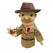 okegztoa 16" Puppets Entriloquist Puppet,Hand Puppets for Kids Plush Detective Puppets for Adults with Removable Mouth Puppet for Kids Ages,Hand Puppet for Adults with Scalable Puppet Control Rod