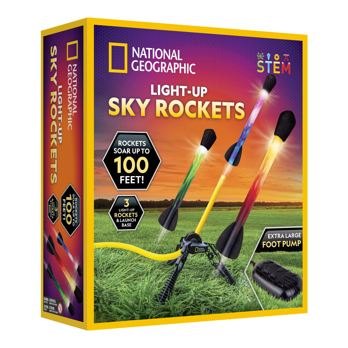 National Geographic LED Air Rocket Launcher Toy for Kids Ages 8-12 | Launches Up to 100 Feet, Air Powered, Foam-Tipped Rockets, Outdoor STEM Toy, Light-Up Rocket, Birthday Gift