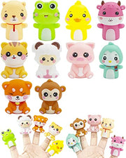 AQKILO Animal Finger Puppets, Funny Toys for Stories and Gifts, 10 Pieces | Weird Stuff Gifts With Funny Animals, Silly Stories, Pretend Play, Party Fun, and Creative Surprises