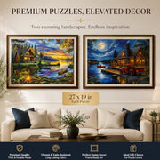 Pixlora Puzzles for Adults 1000 Pieces, 2 Pack Unique 1000 Piece Lake and Night View Jigsaw Puzzles, Premium Scenic Landscape Puzzles & Nature Theme for Challenging Game Night