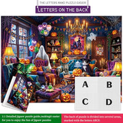 Chalzidar Halloween Ghosts Jigsaw Puzzles for Adults 1000 Pieces | Halloween Puzzle 1:1 HD Reference Poster，ABCD Letter Markings on Back,Matte Oil,High Bite Force