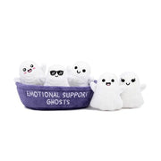 Emotional Support Ghosts, Cuddly Stuffed Animals by Relatable | Halloween Ghost Plush Toys & Cute Stuff, Halloween Gifts for All Ages, Includes 5 Plushies with Basket