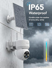 GNCC Solar Security Cameras Wireless Outdoor 2.4G WiFi, SD/Cloud Storage | Solar & Battery 360° Security Cameras, Color Night Vision, PIR Motion Detection, Spotlight & Siren Alarm, IP65 Waterproof