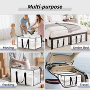 ukeetap 8 Pack Extra Large Clothes Storage Bins with Lids, Clear | Storage Bags with Reinforced Handles & Heavy-Duty Zippers, Moving Bags Boxes Totes for Clothes Packing, Dorms, College