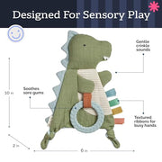 Itzy Ritzy Bitzy Crinkle Sensory Toy with Teething Toy, 0+ Months, Dinosaur