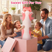 Mewaii Kids Body Pillow Pink Long Cat Plush 20 in, Extra Filling Soft Cute