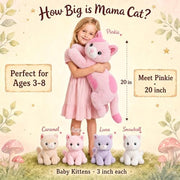 gnomantic Cat Stuffed Animals with Babies Inside, Mommy Toy for Kids