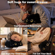 Mewaii Black Cat Plush Pillow Cute Plushies, Squishy & Huggable, 13 in | Cuddly Cat Stuffed Animal Pillow, Low-Shedding, PP Cotton Fill, Machine Washable, Desk Decor, Gift For Kids & Cat Lovers