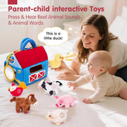hahaland Baby Toys 6-12 Months, Surprise Barn Farm Animals with Sounds Word | 6PCS Farm Toys Montessori Toys for 6 Month Old Baby Gifts Toddlers Christmas Stocking Stuffers 1 Year Old Boy Girl Gifts