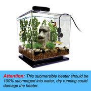 PULACO 25Watt Mini Aquarium Heater, Submersible Betta Heater | Small Fish Tank Heater with Free Thermometer Strip for 1-6 Gallon Fish Tanks (Preset Temperature 78℉)
