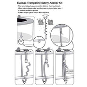 EURMAX USA 4-Pack Windproof Trampoline Stakes Anchor Kit-Steel Corkscrew Anchor,Heavy Duty Tie Down Kit with T-Hook&Reinforced Safety Straps,Secure Weatherproof Protection for Trampoline,Tent&Playset