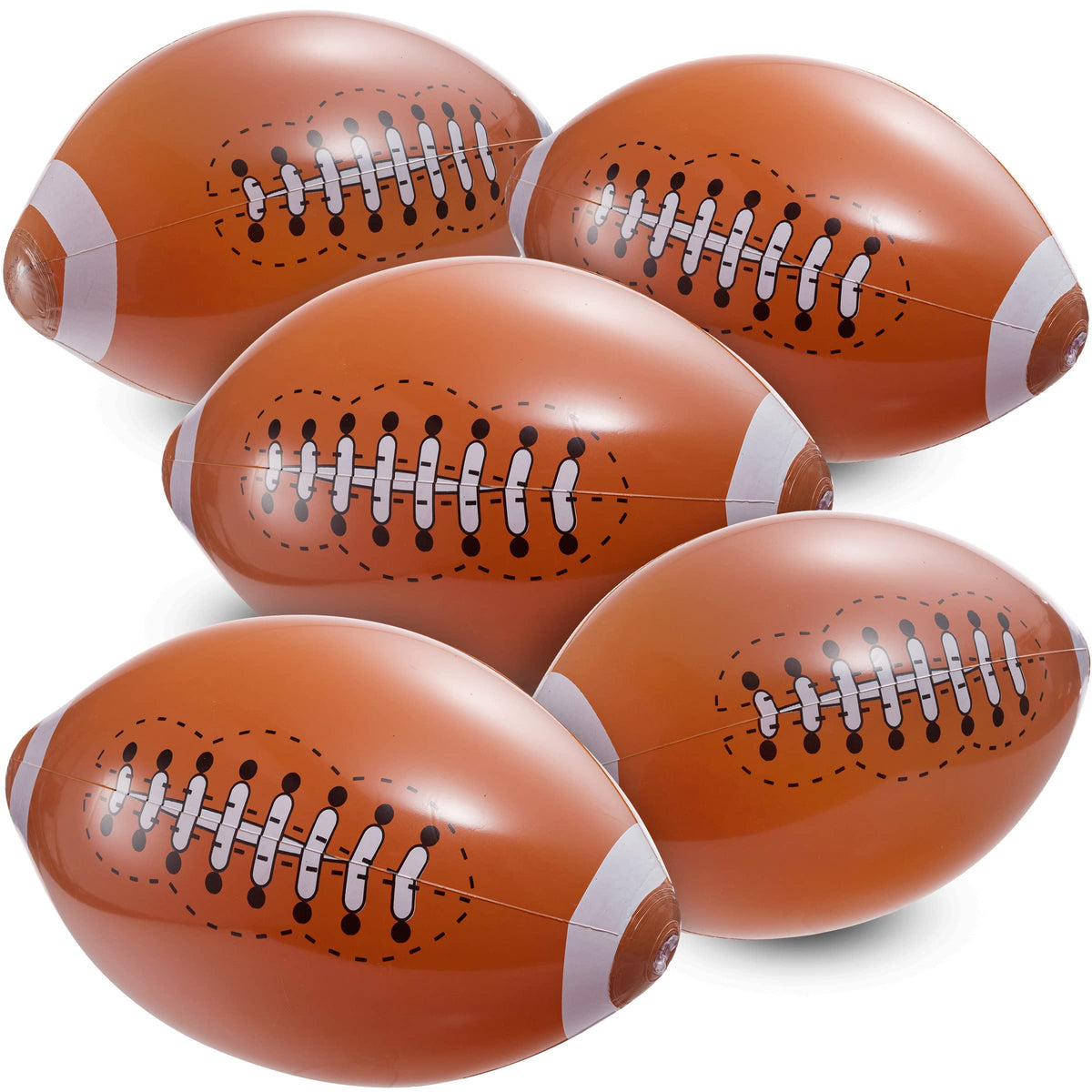 12-Pack Inflatable 16-Inch Footballs for Kids Party Decorations & Favors | Blow-Up Sports-Themed Beach Balls for Game Day & Birthday Supplies and Decorations, Goodie Bag Stuffers