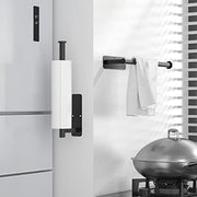 ASTOFLI Paper Towel Holder Under Cabinet No Drilling, Self Adhesive Paper Towel Holder Wall Mount for Kitchen Rack, Under Counter Napin Holder No Drill, 304 Stainless Steel Matte Black