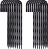 FEED GARDEN 12 Inch Rebar Stakes 16 Pack, Heavy Duty J Hook Ground Stakes | 5/16" Black Coated Ribbed Steel for Strong Soil Grip, Ideal for Fences, Tents, Canopies, Swing Sets & Outdoor Decorations
