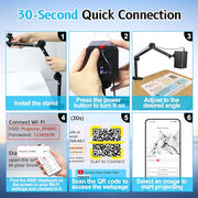 Art Projector for Tracing and Drawing - 5G WiFi & App-Free Web Control | Digital Sketch Projector with Stable Stand for Cookie Decor - Compatible with iOS/Android, Supports Online/Offline