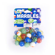 TOYMENDOUS 50 Piece Marbles - Colorful Glass Set with Shooter - Ages 8+