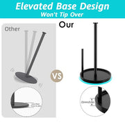 Paper Towel Holder Countertop, Standing Paper Roll Holder with Anti Slip Weighted Base, Stainless Steel Freestanding Paper Towel Holder for Kitchen, Black