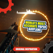 CrunchLabs by Mark Rober, Turbo Trick Paper Airplane, Fold, Launch, Fly | Launcher kit with 5 flight designs, 3 power bands, and QR how-to videos for experimenting with airplanes