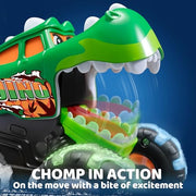 JOYIN 3 Pack Monster Truck Toy, Light Up Cars Press and Go Dinosaur Trucks