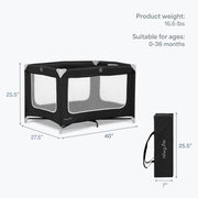 Dream On Me Zodiak Portable Playard, Compact for Travel, Carry Bag, Black | Removable Mattress Pad, Mesh Sides, Quick Fold, 30 Lb Limit - ASTM Tested for Infants & Toddlers, Indoor & Outdoor Use