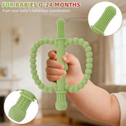 Fu Store Hollow Teether Tube Apple Shape Baby Teething Toy for Babies 0-36M | Baby Teether Toys Chew Straw Sensory Toys for Babies 0-6 0-12 Months Infant Toddlers Silicone Tubes Relief Soothing Gums Gift