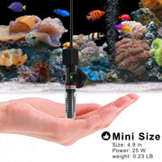 PULACO 25Watt Mini Aquarium Heater, Submersible Betta Heater | Small Fish Tank Heater with Free Thermometer Strip for 1-6 Gallon Fish Tanks (Preset Temperature 78℉)