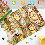 HUADADA Puzzles for Adults 1000 Pieces-Rabbit House Puzzles | Gifts for men women,Family Games,Eco matte oil print,eye strain relief,tight puzzle piece fit,vibrant colours