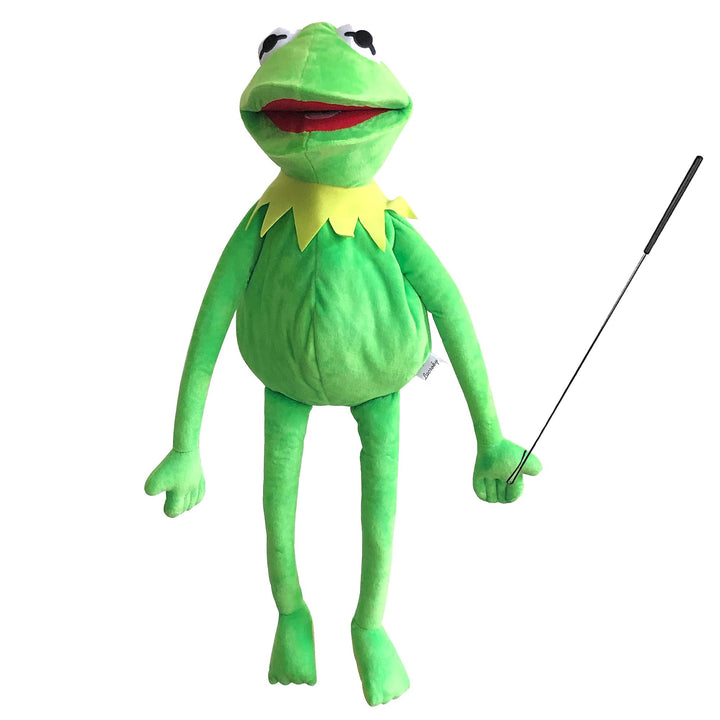 Kermit Frog Puppet with Puppet Control Rod & 50 Pcs Kermit The Frog Sticker | 24 Inches - Hand Kermit Puppet Soft Stuffed Plush Toy Set for Boys & Girls Role Play