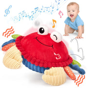 hahaland Baby 6+ Months Tummy Time Musical Bouncing Crab Crawling Toy | 48 Songs & Recording Function, Dancing Moving Jumping Baby Toy, USB Rechargeable Plush Crab Toy for Babies 6 9 12 Months