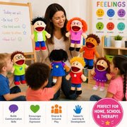Fun Express Hand Puppets for Kids, 8 Multicultural, 14 Inch | Plush with Movable Mouths, Speech Therapy, Social Emotional Learning, Dramatic Play