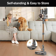 NuYupo Cordless Vacuum Cleaner, 10-in-1 Lightweight Stick Vacuum with 45mins Runtime, Powerful Suction, LED Touch Screen, Rechargeable Vacuum Cleaners for Home Hardwood Floor Carpet Pet Hair (Gold)