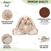 Bunny Microwavable & Weighted Stuffed Animals - 1.5 Lbs Unscented Heating Pad for Period Cramps Pain Relief and Anxiety, Cute Bunny Plush Toys Gifts for Women Girls Adults and Kids by Happy Fuel