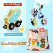 Zeoddler Toys for Toddlers, 11 Magnetic Wooden Animals Train Set, Montessori Toys for Toddlers, Preschool Learning Activities for Kids, Birthday Gifts for Boys, Girls