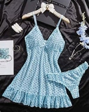 Polka Dot Mesh Sleep Dress Set