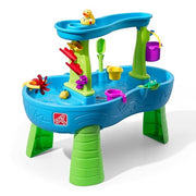 Step2 Rain Showers Splash Pond Toddler Water Table, Outdoor Kids Water Sensory Table, Ages 18+ Months, 13 Piece Water Toy Accessories, Blue & Green