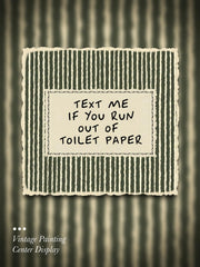 Gold Framed Wall Art, Funny Bathroom Canvas Prints, Text Me If You Run Out Of Toilet Paper Picture Wall Decor, Striped Humorous Decor for Bathroom Toilet Restroom 9x11 inch