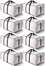 HOMESURE Supports 200lbs Heavy Duty Moving Bags - Strong Zipper & Wrap-Around Handles - Water-Resistant Storage Totes, Durable Alternative to Moving Boxes - 8 Pack - Semi-Transparent