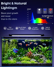 Pawfly 11W Aquarium LED Light for 12 to 18 Inch Fish Tanks Extendable Fish Tank Light with Full Spectrum Brilliant White Blue Red Lights with Daytime & Night Modes and Adjustable Brightness