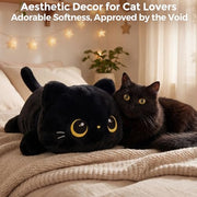 Mewaii Black Cat Plush Pillow Cute Plushies, Squishy & Huggable, 13 in | Cuddly Cat Stuffed Animal Pillow, Low-Shedding, PP Cotton Fill, Machine Washable, Desk Decor, Gift For Kids & Cat Lovers