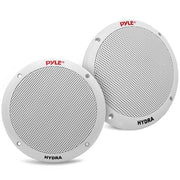 Pyle 6.5 Inch Dual Marine Speakers - 2 Way Waterproof and Weather Resistant Outdoor Stereo Sound System with 400 Watt Power, Polypropylene Cone and Butyl Rubber Surround - 1 Pair - PLMR605W(White)