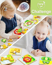 Benresive Wooden Toddler Puzzles, Montessori Toddler Toys for 1 2 Year Old | 6 Pcs Puzzles, 1 2 3 Year Old Girl Boy Great Gifts, Learning Educational Preschool Bolck Toys for 1 2 3 Year Old